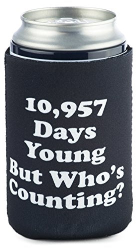 Funny Guy Mugs 30th Birthday - 10,957 Days Young Collapsible Neoprene Can Coolie - 30 on Bottom
