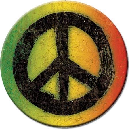 Rasta Peace Sign Round Refrigerator Magnet - Funny Magnets for Office, Home & School - Made in the USA