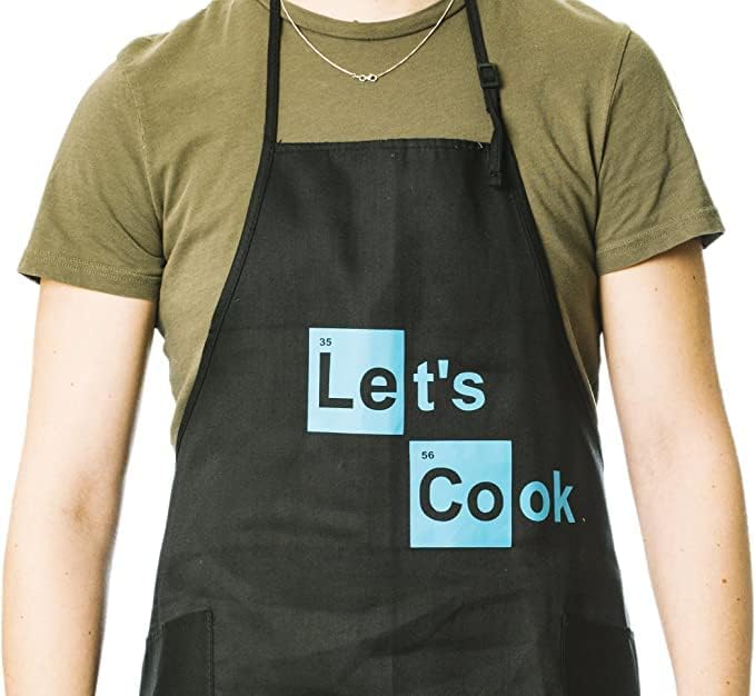 Let's Cook Adjustable Apron with Pockets - Funny Apron for Men And Women - Perfect for Kitchen BBQ Grilling Barbecue Cooking Baking Crafting Gardening