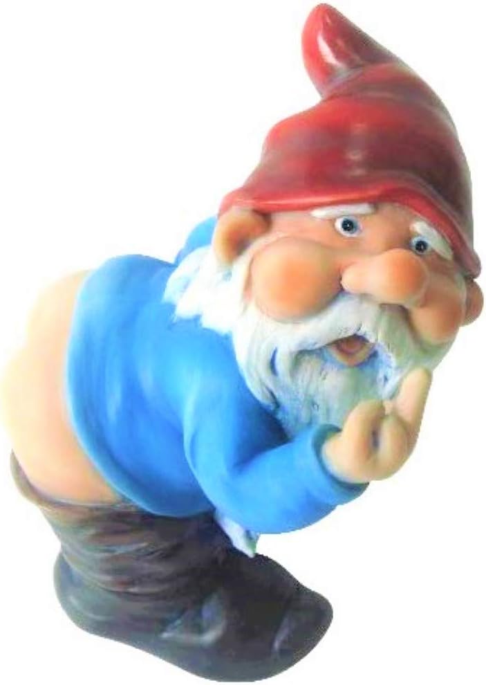 Garden Gnome Statue - Mooning Gnome - Indoor/Outdoor Garden Gnome Sculpture for Patio, Yard or Lawn
