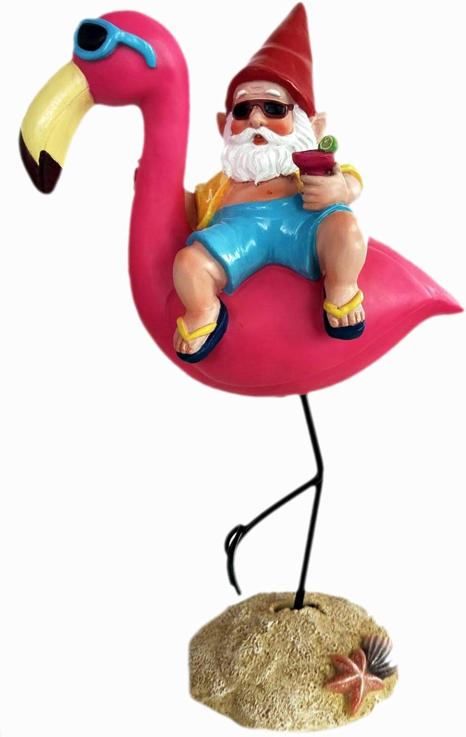Garden Gnome Statue - Gnome and A Flamingo - Indoor/Outdoor Garden Gnome Sculpture for Patio, Yard or Lawn