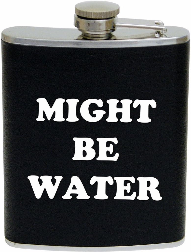 Might Be Water Stainless Steel 7oz Hip Flask, Black