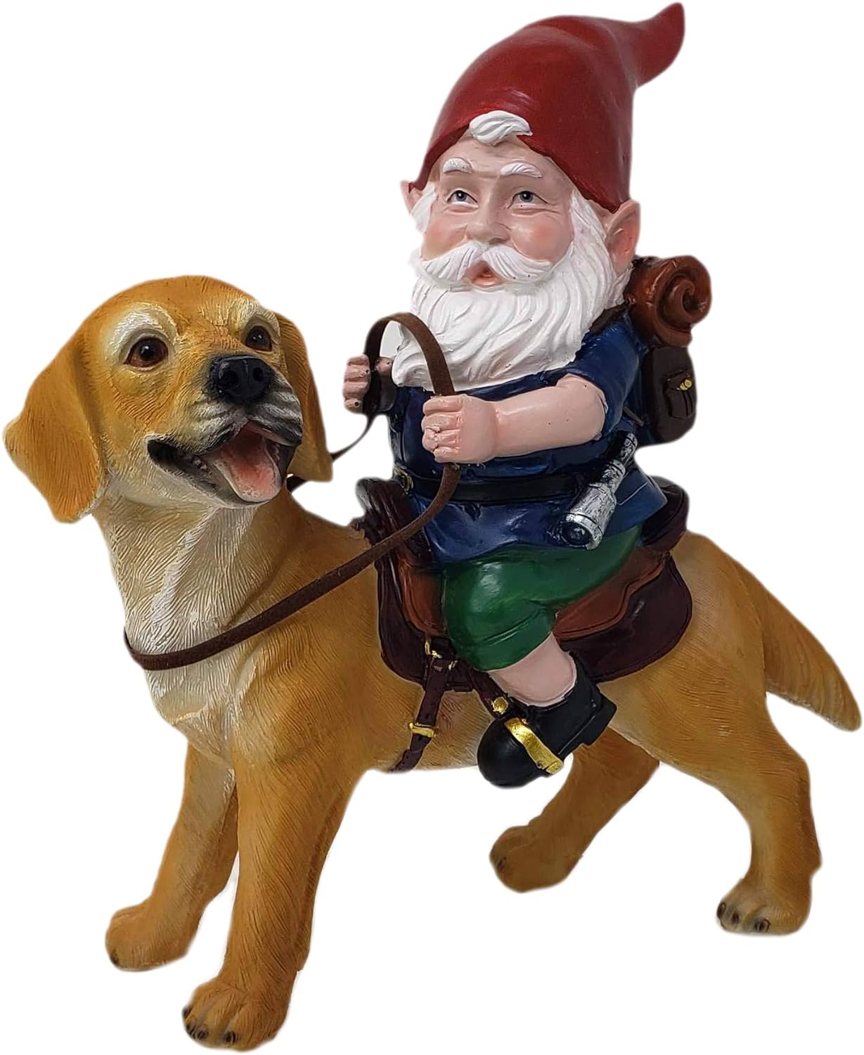 Gnome and a Yellow Lab Statue- Yellow Labrador Retriever- Indoor/Outdoor Garden Gnome Sculpture for Patio, Yard or Lawn