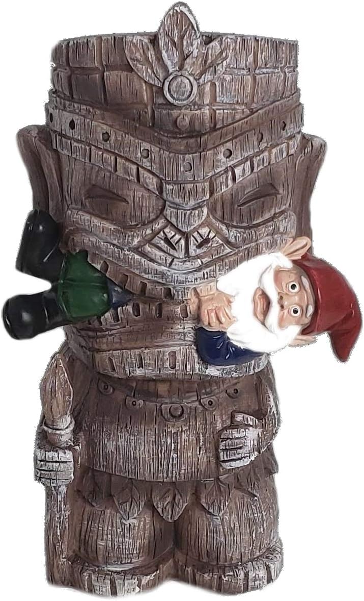 Garden Gnome Statue - Tiki and A Gnome - Indoor/Outdoor Garden Gnome Sculpture for Patio, Yard or Lawn