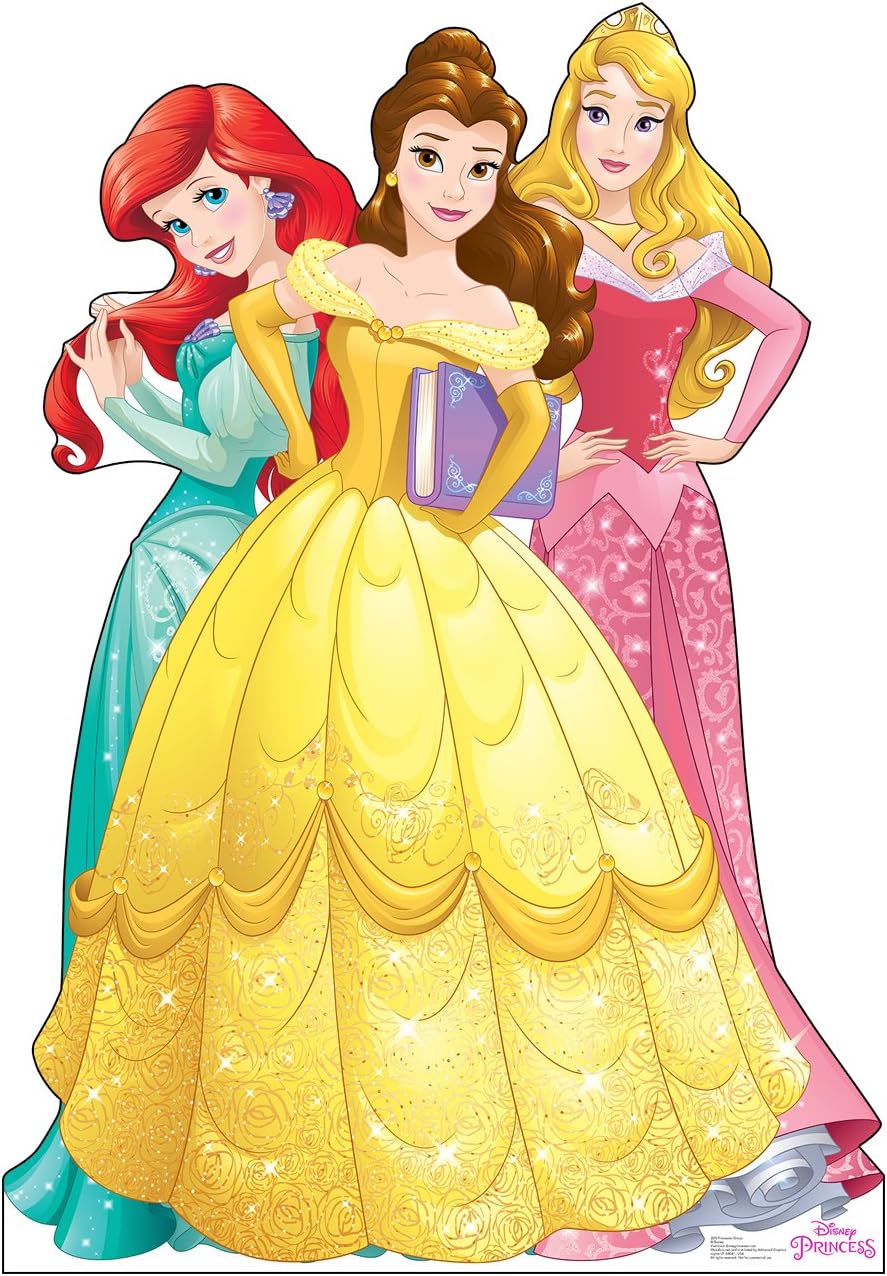 Ariel, Belle & Aurora Life Size Cardboard Cutout Standup - Disney Princess Friendship Adventures - Ariel, Belle & Aurora