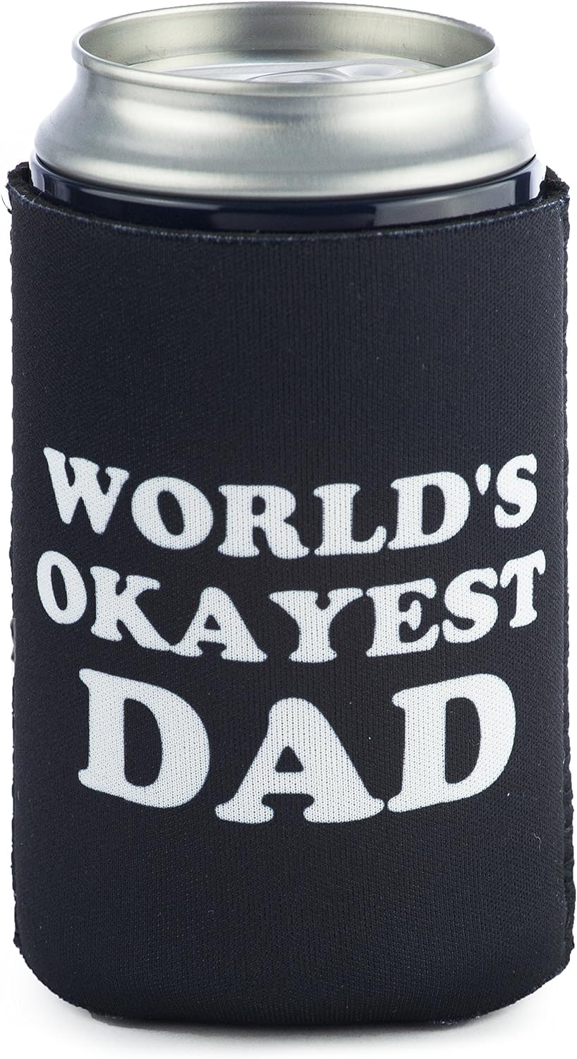World's Okayest Dad Collapsible Neoprene Can Coolie - Drink Cooler