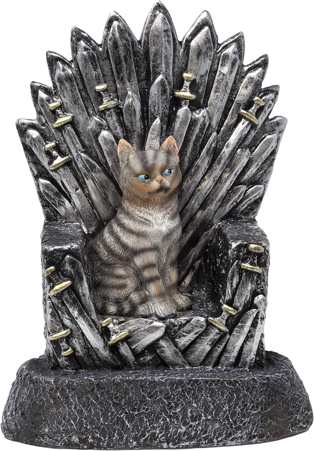 Cat On A Throne Garden Gnome Statue- Indoor/Outdoor Garden Gnome Sculpture for Patio, Yard or Lawn