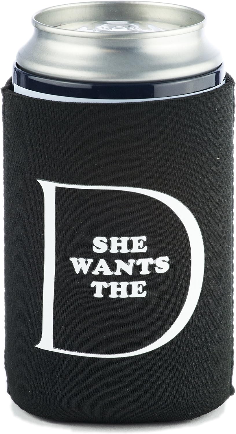She Wants The D Collapsible Neoprene Can Coolie - D Sign on Bottom - Drink Cooler