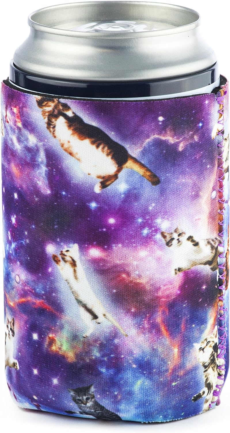 Floating Space Cat Collapsible Neoprene Can Coolie - Drink Cooler